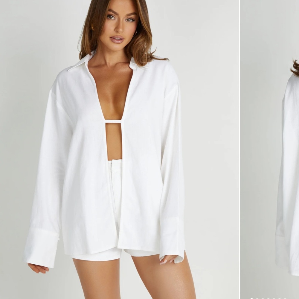 Tasha Oversized Linen Shirt - White